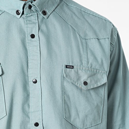 Chemise Manches Longues W-324 Bleu Vert Clair
