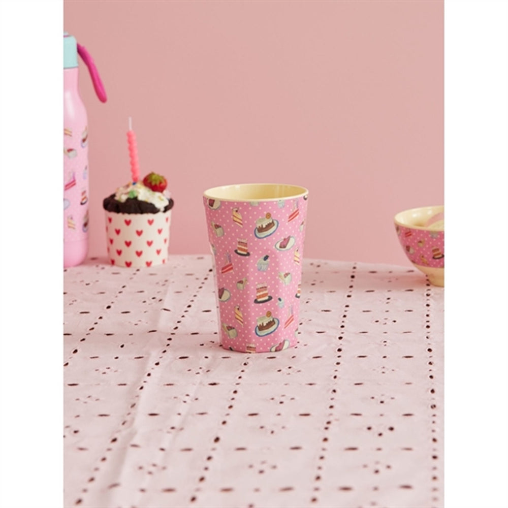 Sweet Cake Print Høj Melamin Kop - Rice