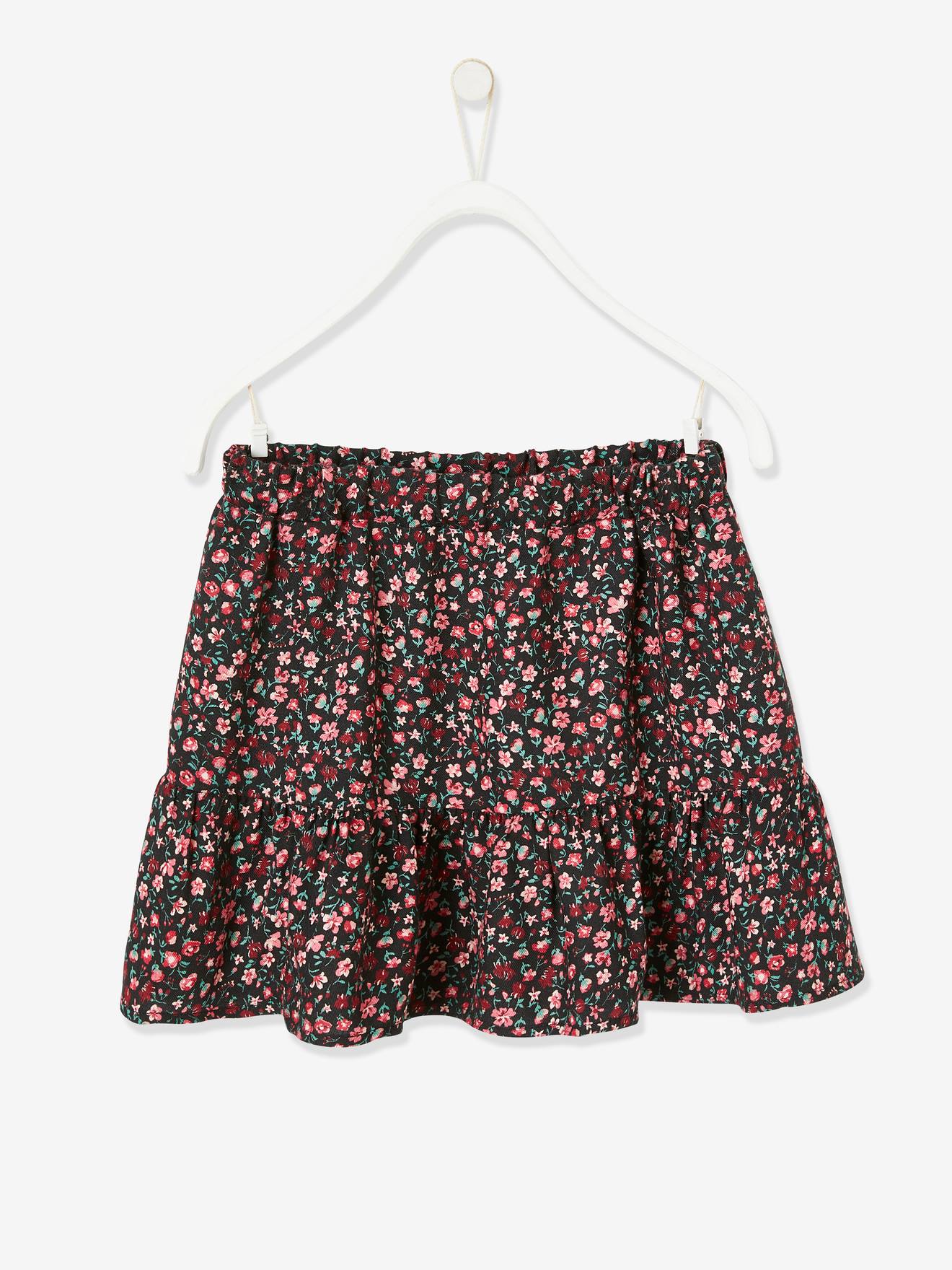 Saia estampada azul-escura para meninas