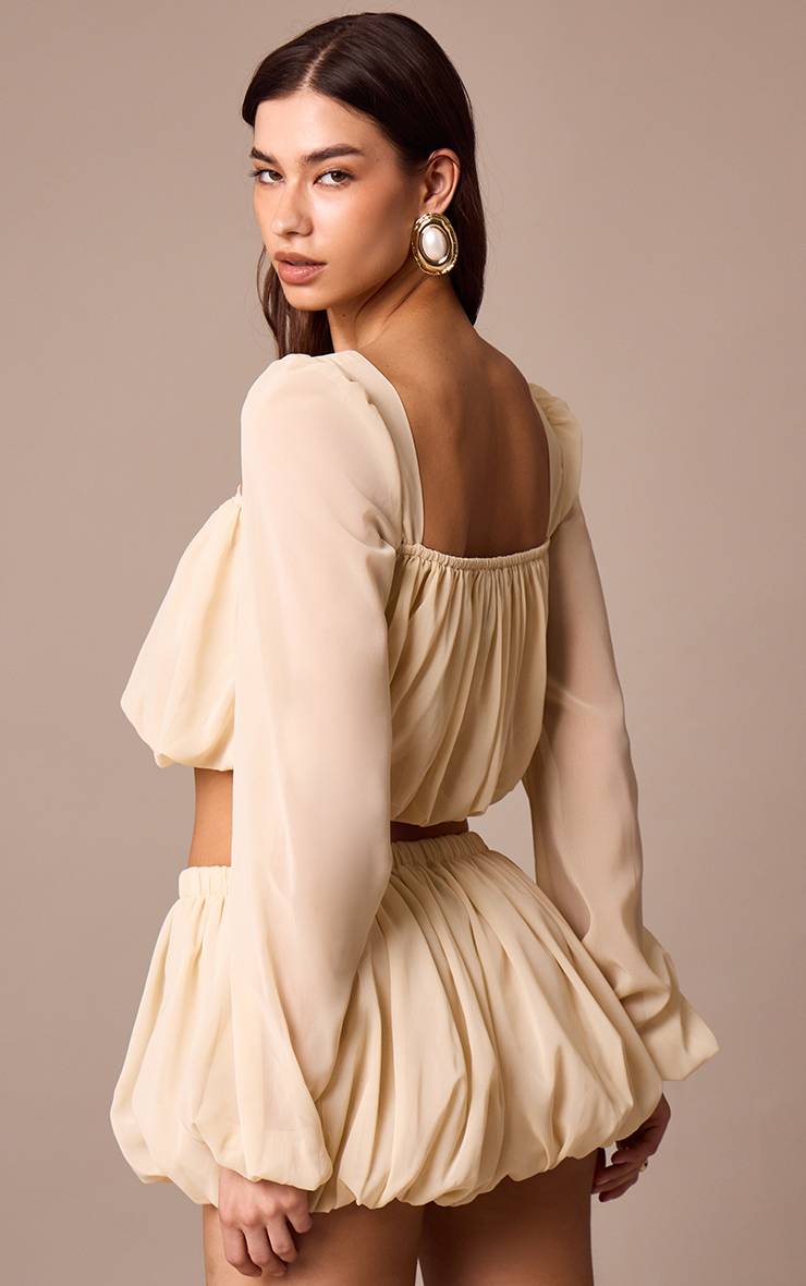 Amande Ensemble Coordonné Blouse En Mousseline À Manches Longues Froncée