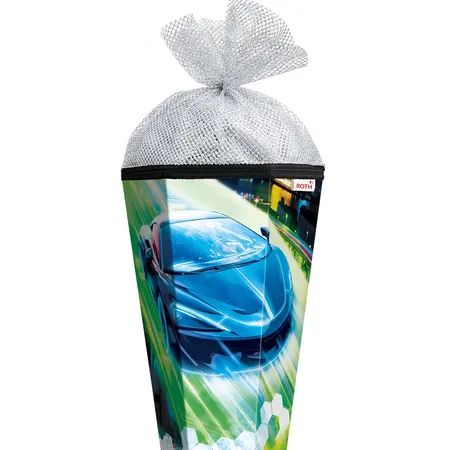 Roth Schultüte Racing mit Tüllverschluss, 85 cm, eckig