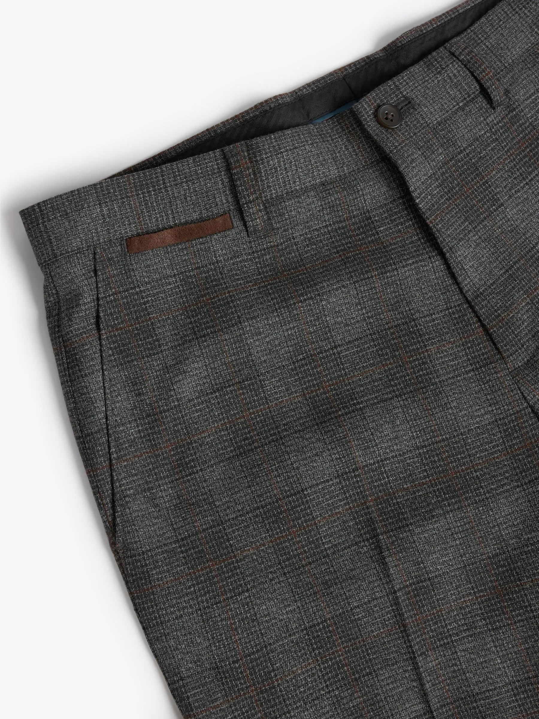 Marineblauw-bruin geruit - Traditionele ingekorte geruite broek