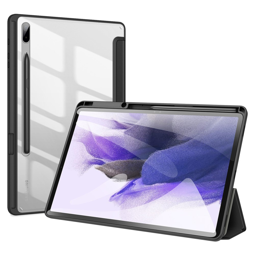 Samsung Galaxy Tab S8  Plus / Tab S7 FE 5G / Tab S7  Plus Leder Tasche Smart Cover Schutzhülle   S-Pen Halter - Schwarz