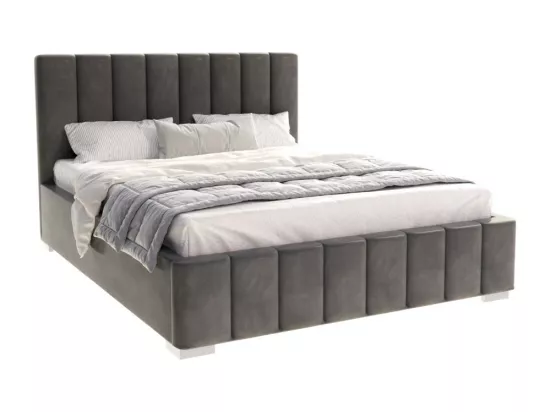 Lit Coffre Anton 120 x 200 cm avec sommier à lattes relevable Gris foncé