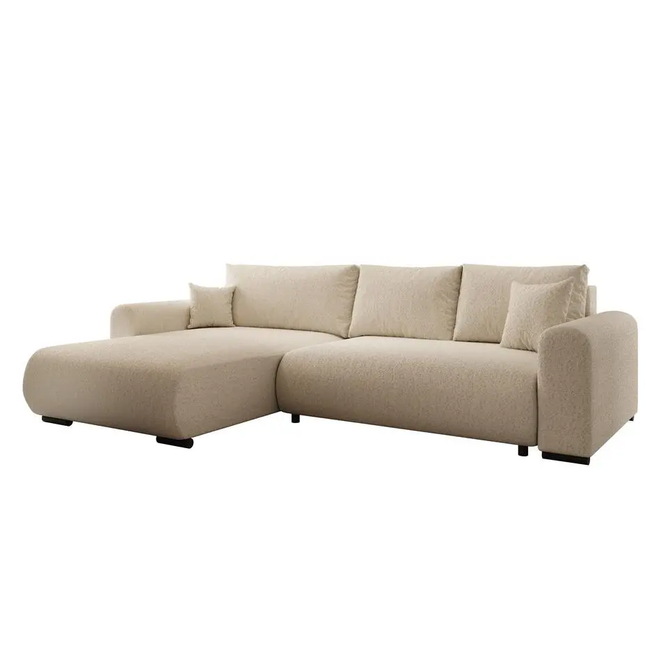 Meubella - Hoekbank Mindin - Beige teddystof - Universeel