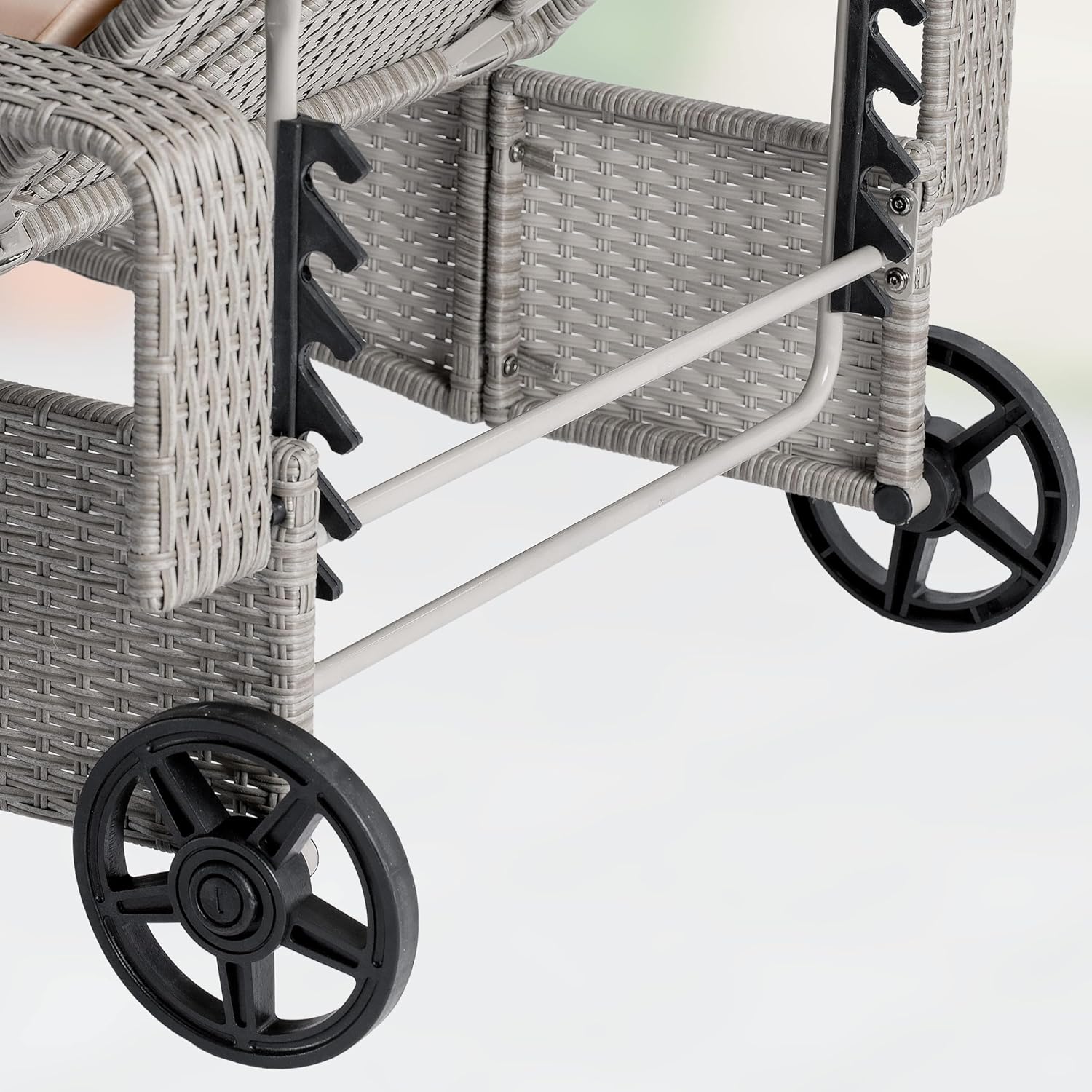 Casaria® Sonnenliege 2er Set mit Rollen 7cm Auflage Extra Breit 90cm Gartenliege Wetterfest 165kg Belastbar Terrasse Balkonmöbel Liegestuhl Creme