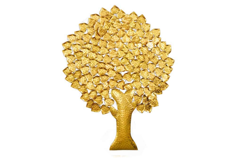 Design Wanddeko TREE OF LIFE XXL 170cm gold Metall handmade Ginkgo
