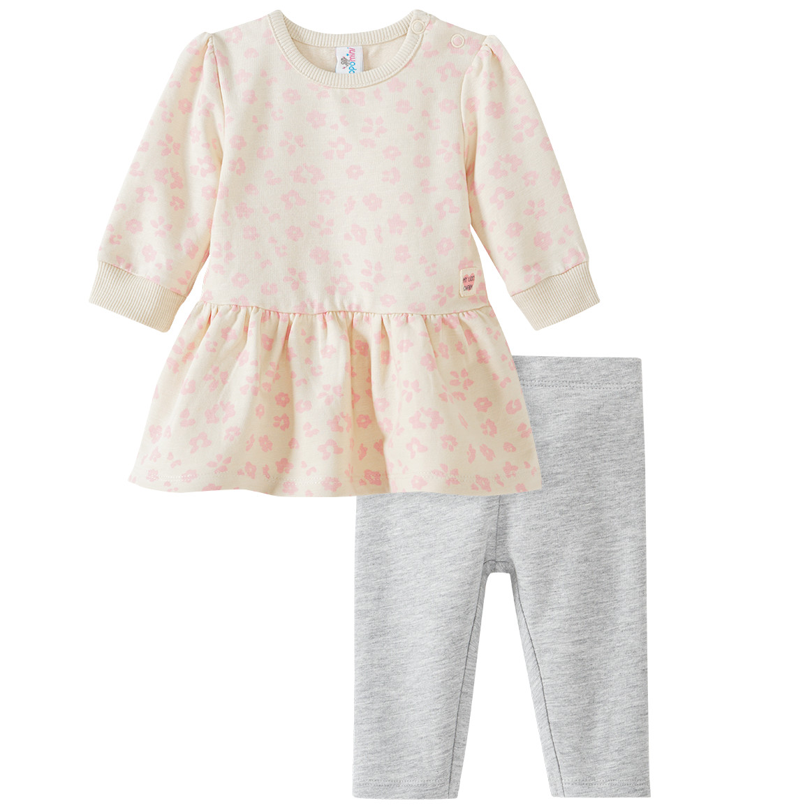 Topomini Newborn Sweatkleid und Leggings im Set beige / hellgrau