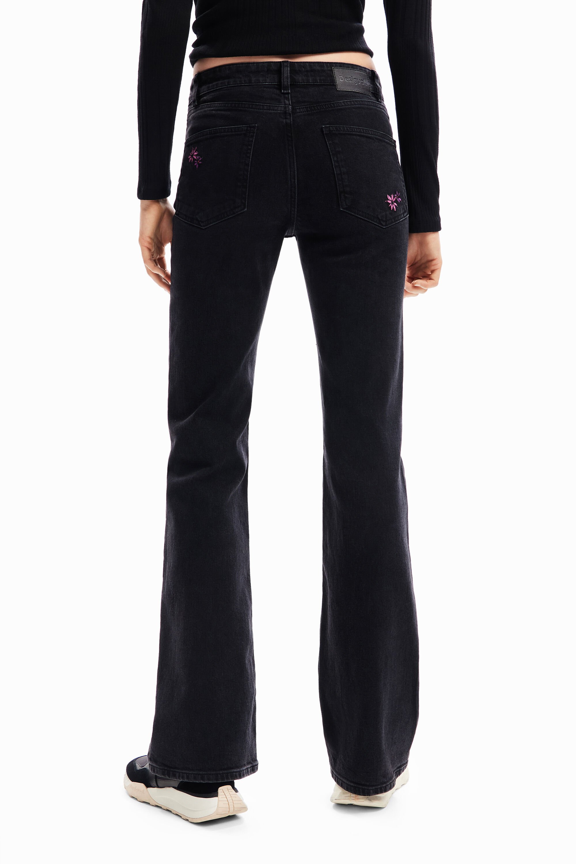 Jean flare fleurs