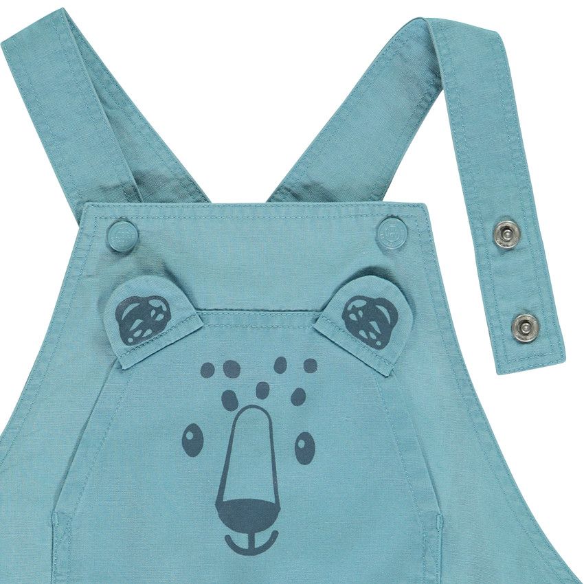 Salopette courte print ludique félin pour bébé garçon - Bleu moyen