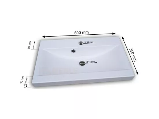 Ensemble meubles de salle de bain blanc collection OWL, colonne, meuble sous vasque 60 cm, miroir, siphon et LEDs