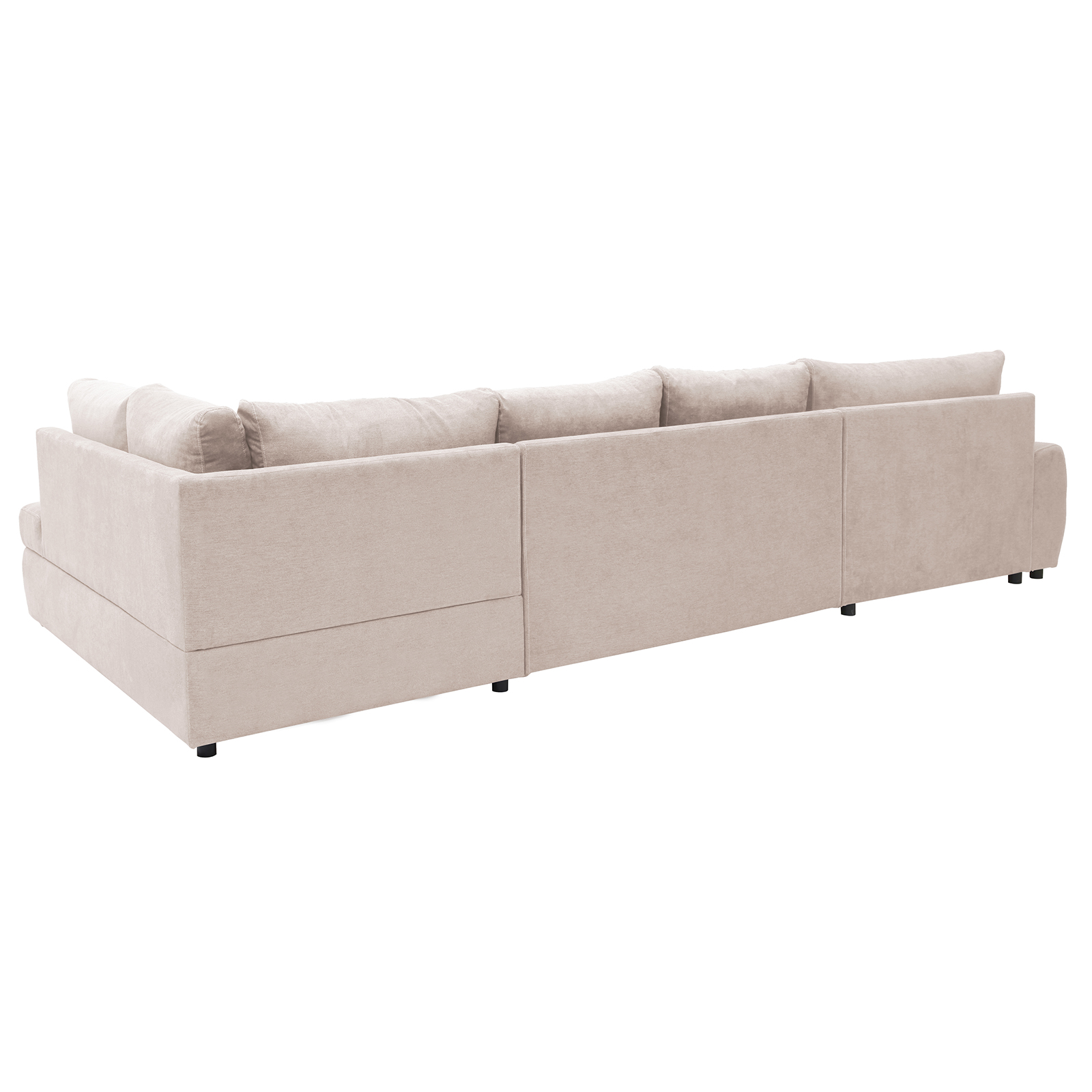 Wohnlandschaft - beige - 2 Staukästen - Ottomane links