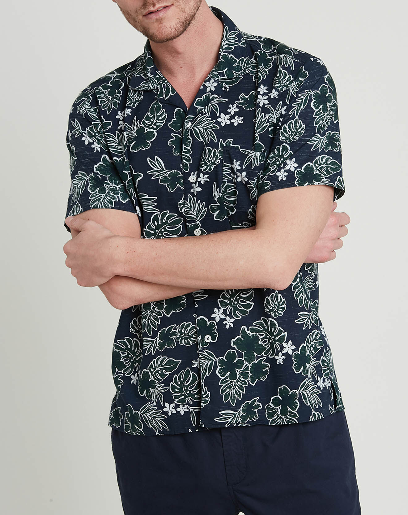 Hartford Chemise Slim Fit Slam imprimée bleu marine/vert