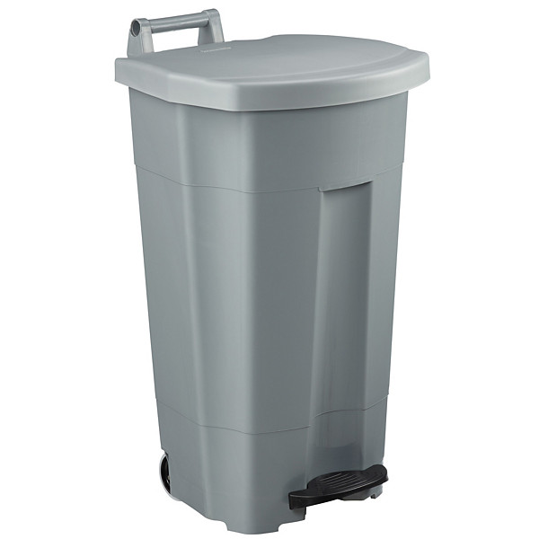 ROSSIGNOL Poubelle mobile à pédale - 90 L - boogy - gris / gris