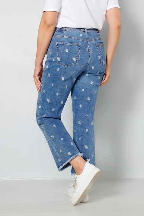7/8-Jeans, Slim Fit, Herzen-Stickerei, 5-Pocket
