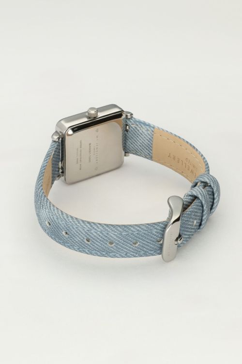 Vierkant horloge met denim band