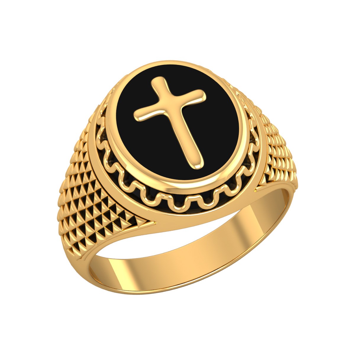 Bague Or Jaune Motif Croix 8grs - Idée Cadeau Anniversaire Unique
