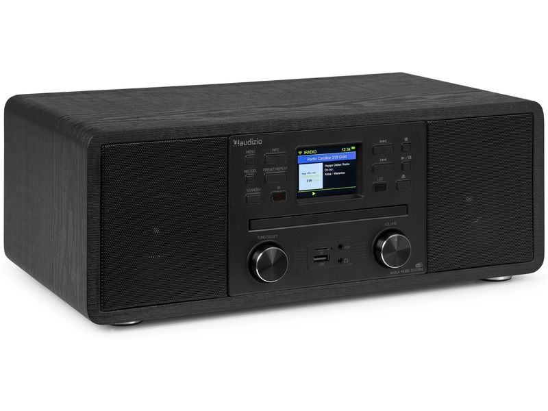 Audizio DAB  Radio Avola Schwarz DAB  Radio mit CD Spieler, Internet Radio und Bluetooth