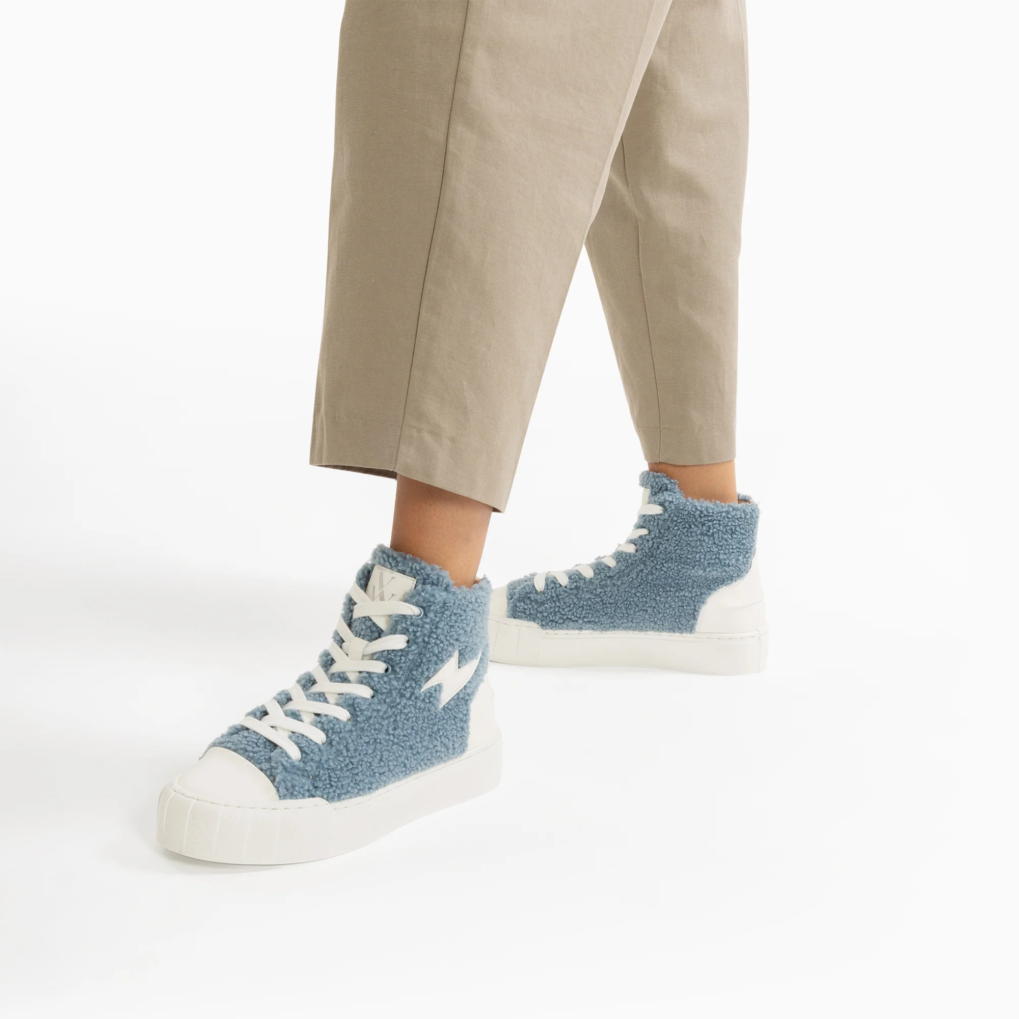 Sneakers-Baskets éclair Alba montantes bleu-gris