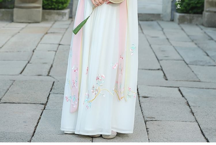 Girls Supply - Hanfu-kostuumset met geborduurde bloemen