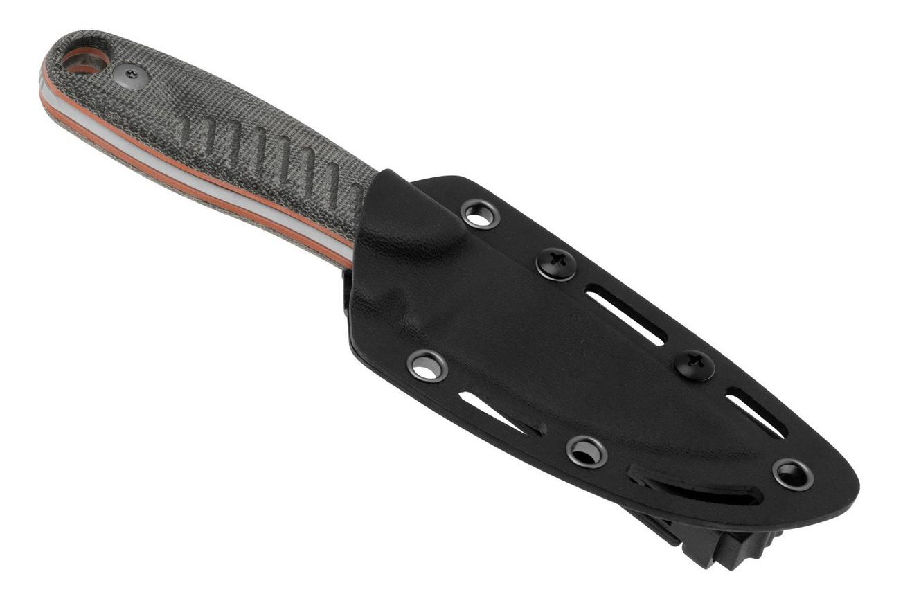 Kizer Hare 1077A2 Stonewashed Nitro-V, Black Micarta/Orange G10 vaststaand mes, Azo design