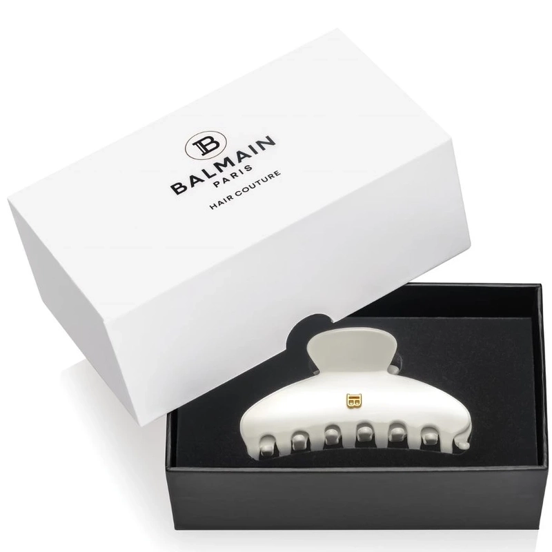Balmain Accessories Cellulose Acetate Pince à cheveux Medium White 18k Gold
