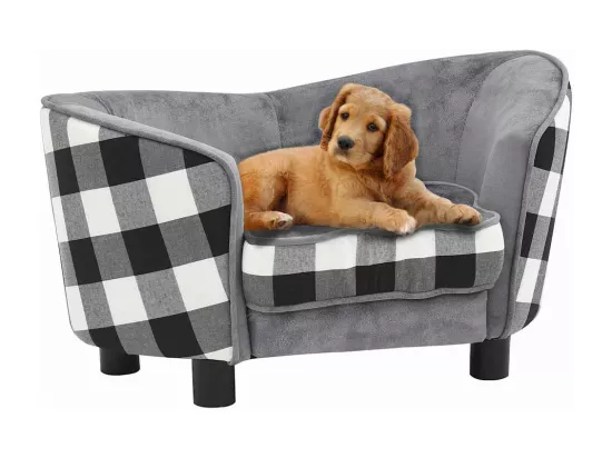 Canapé pour chien Gris 68x38x38 cm Peluche