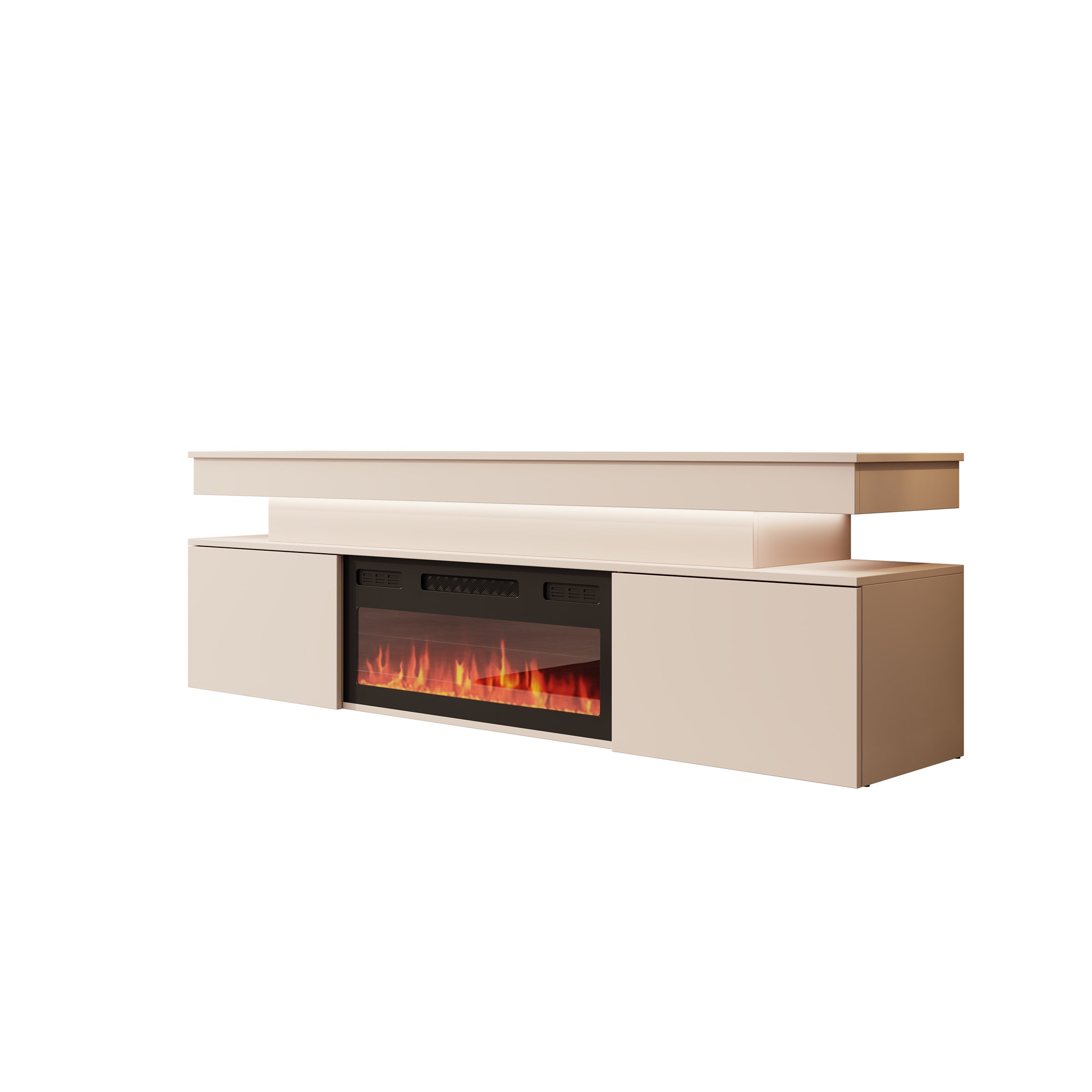 Galan - TV-Meubel met sfeerhaard - Beige - 190x39x54 cm