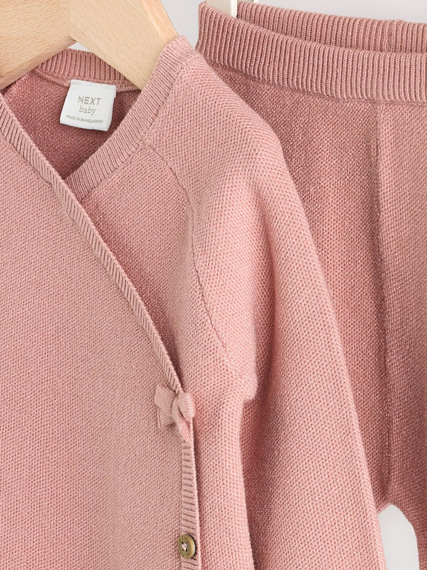 Roze - 2 -delige babyset met gebreide wikkelstrui en legging (0mnd-2jr)