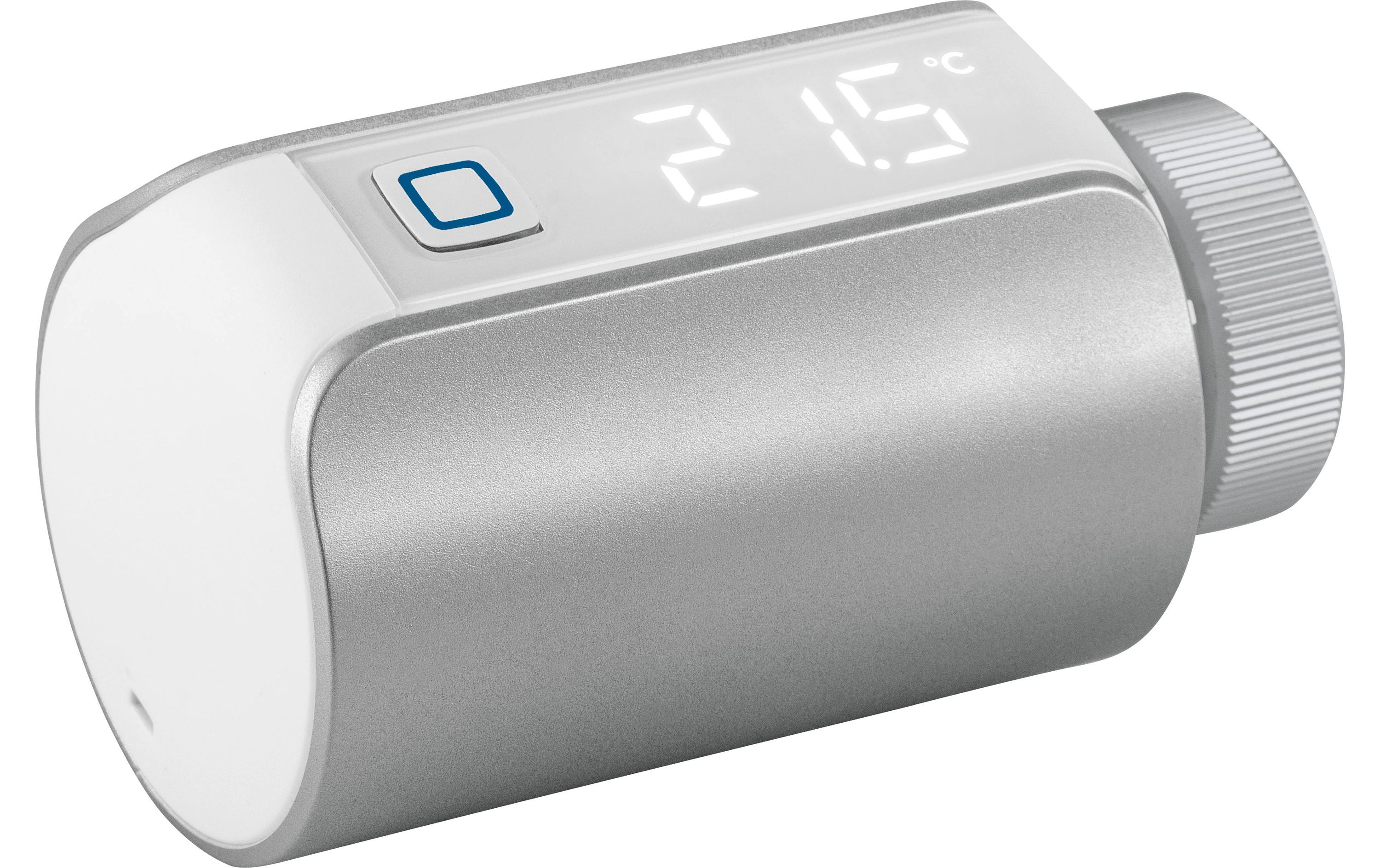 Smart Home Heizkörperthermostat Evo silberRadiatorthermostat, intelligente Heizungssteuerung mit beleuchtetem LED-Display – HmIP-eTRV-E-S