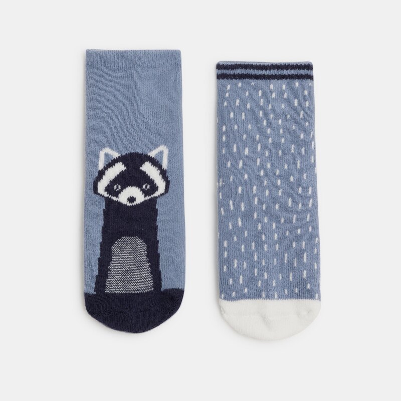 Chaussettes antiglisse animal bleu bébé garçon (lot de 2) Bleu
