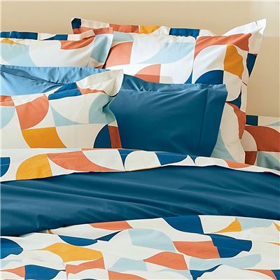 Linge de lit percale motifs géométriques