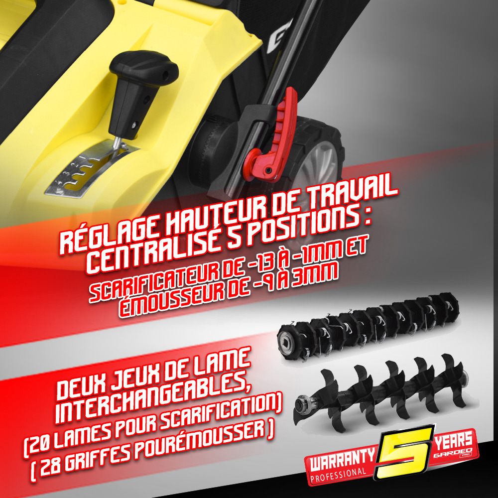 Scarificateur emousseur electrique 1800w - 40cm