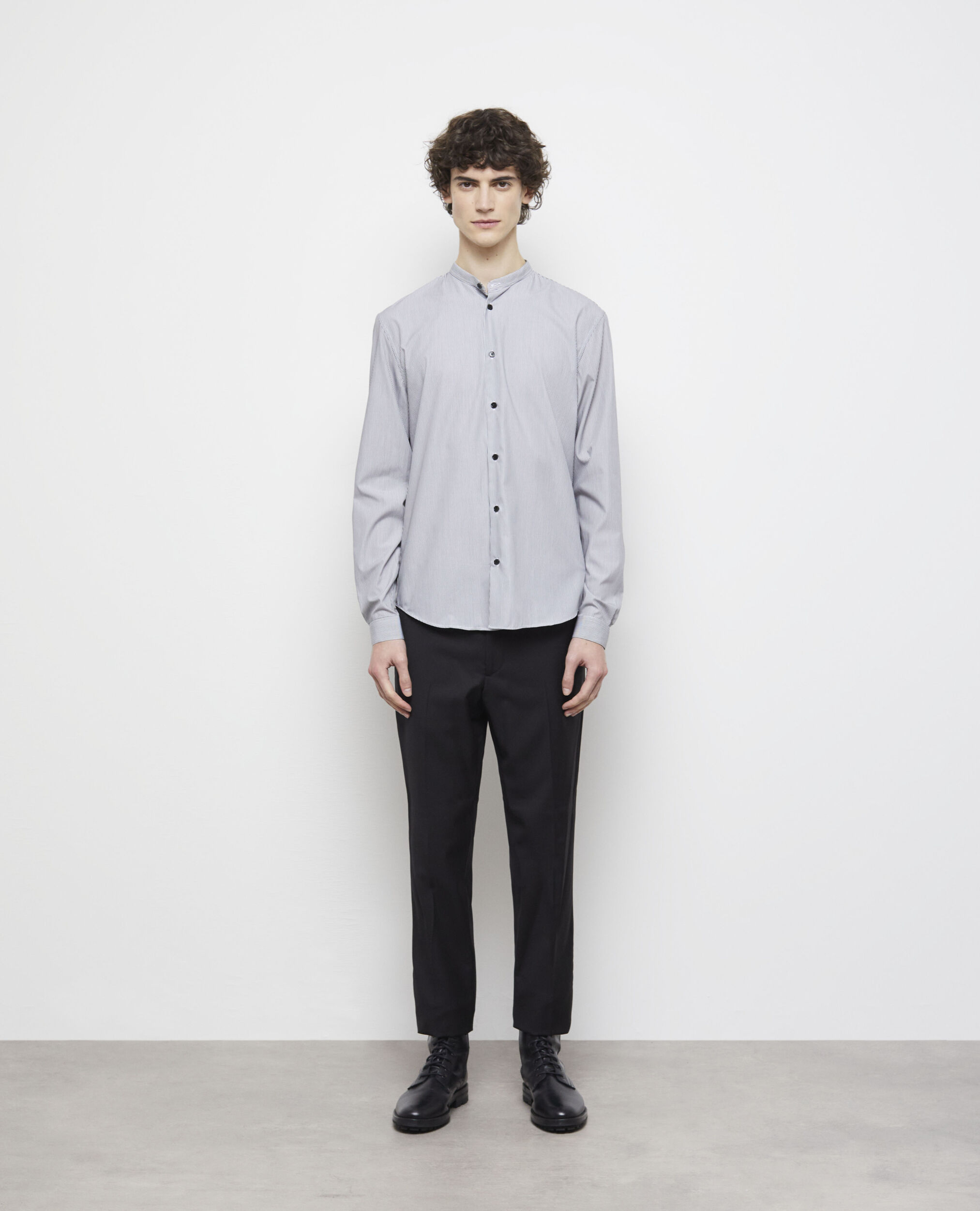 Chemise col officier slim à rayures