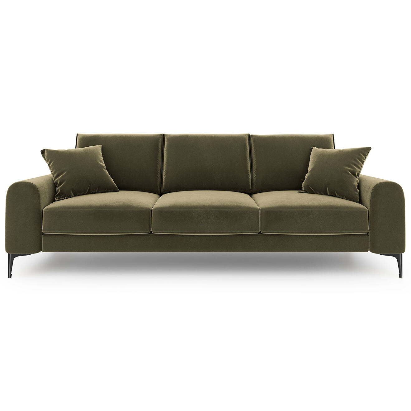 Mazzini Sofas Canapé Velours 3 places Madara vert - 222x102x90 cm