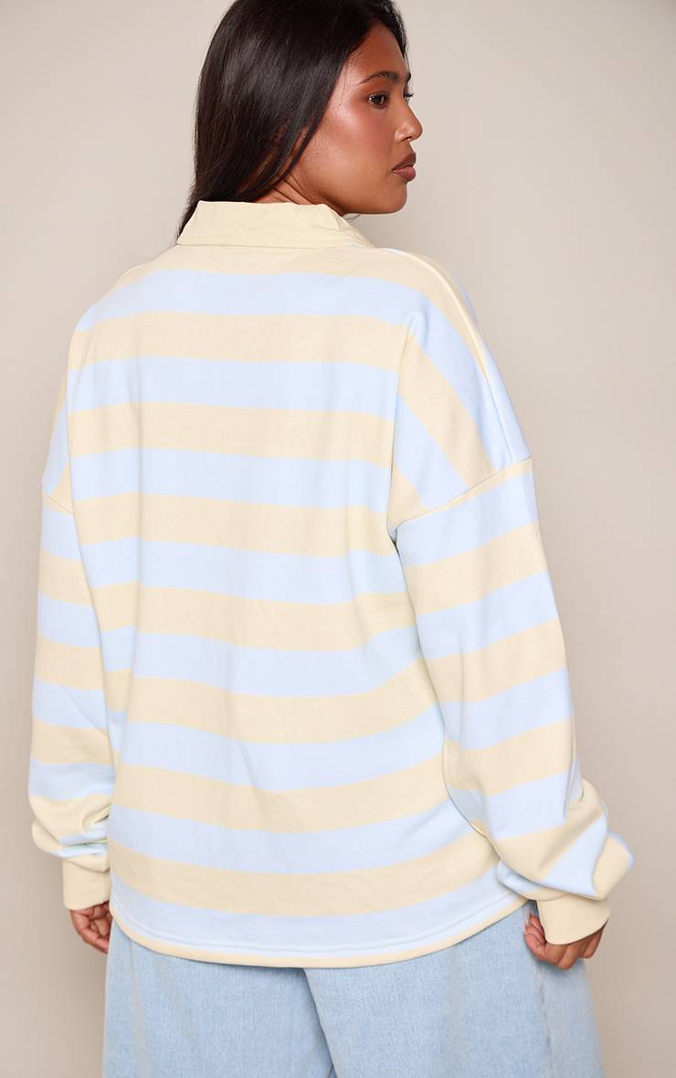 Citron Polo Rayé Style Club Sportif Grande Taille