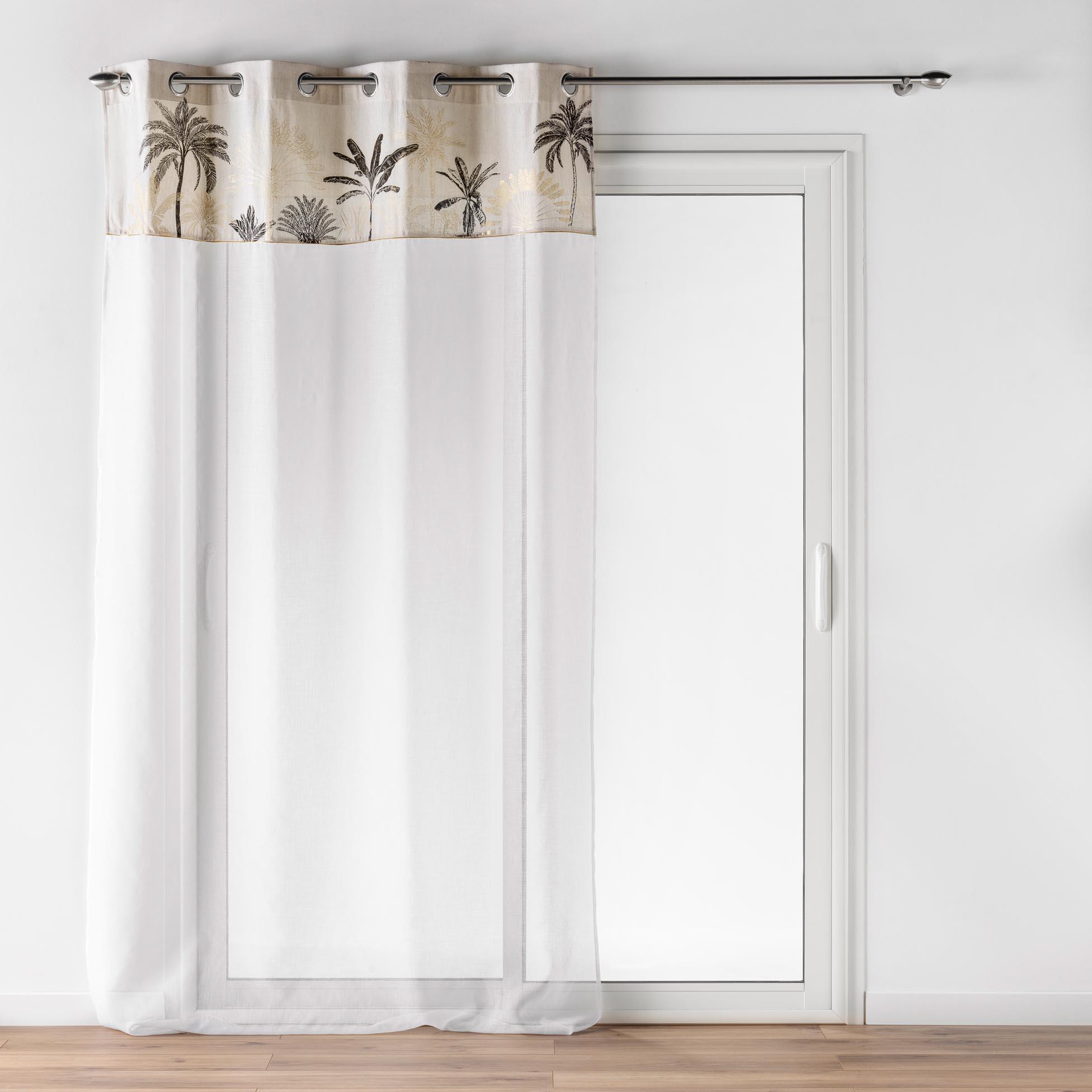 PANNEAU OEILLETS 140X240CM VOILE SABLE IMPRIME PAPAYA
