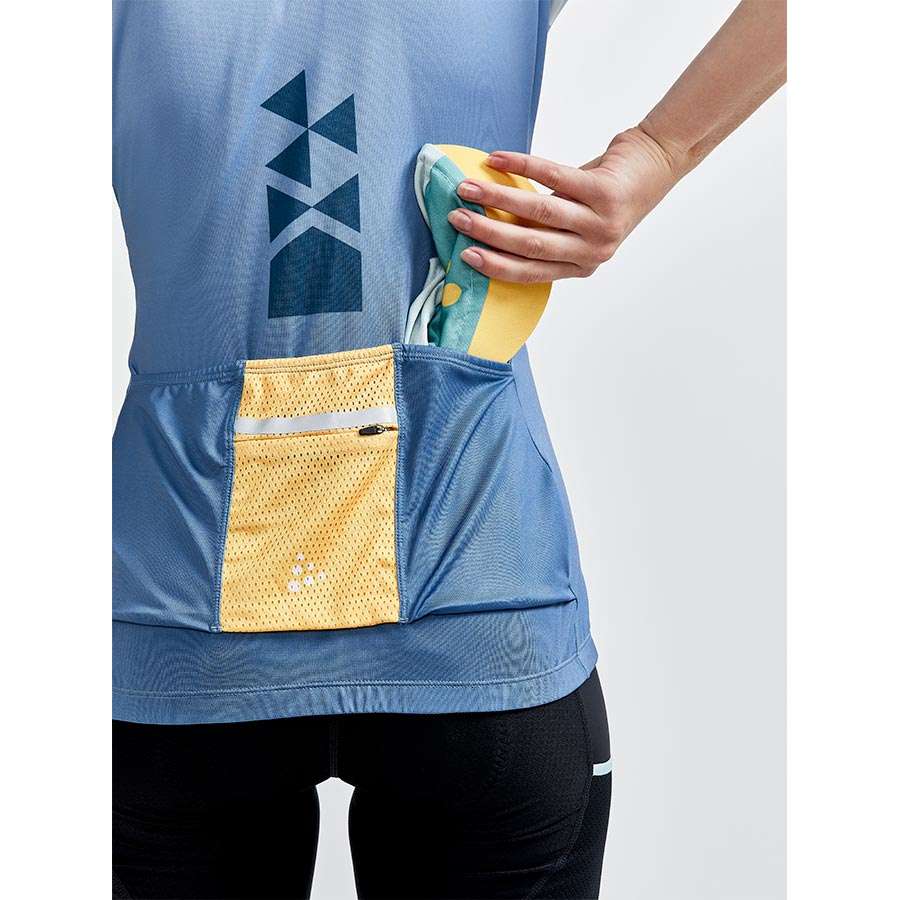 Craft ADV HMC Gravel Offroad Fietsshirt Korte Mouwen Blauw/Geel Dames