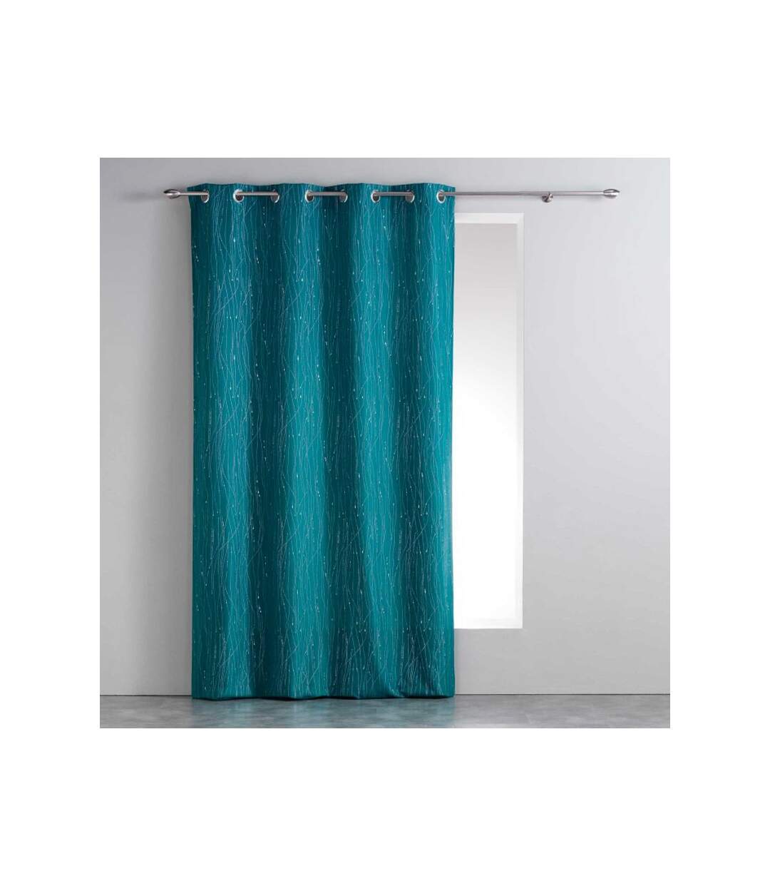 Paris Prix - Rideau à Oeillets filiane 140x260cm Bleu Pétrole