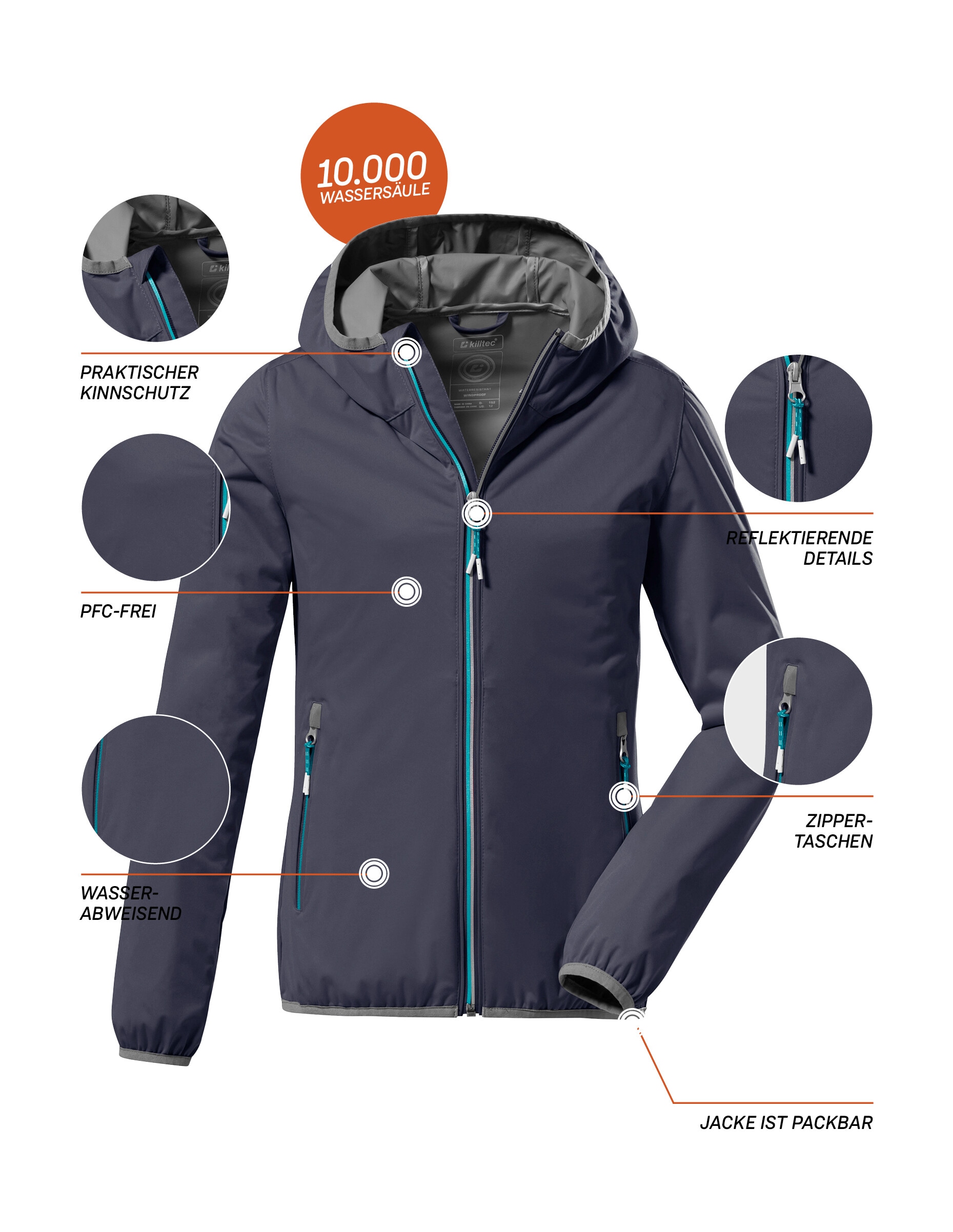Killtec Funktionsjacke »KOS 164 GRLS JCKT« Ultraleichte, wasserabweisende Mädchenjacke, packbar, reflektierend