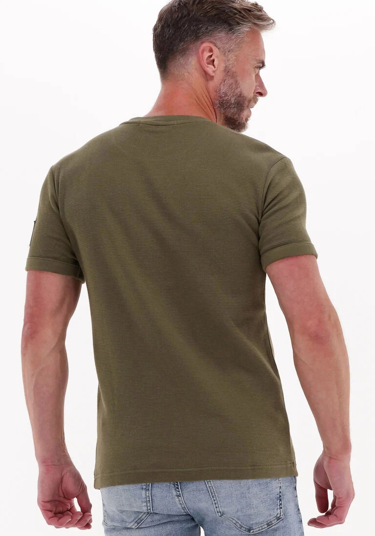 CALVIN KLEIN olijf calvin klein t-shirt monogram badge waffle ss tee