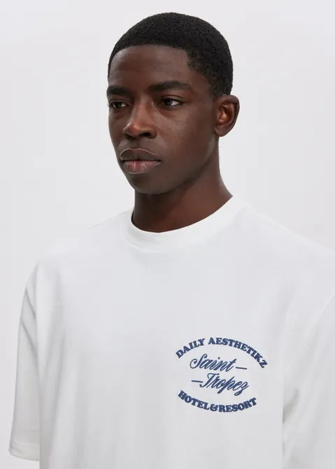 T-shirt met print Saint Tropez off-white (WIT.O)
