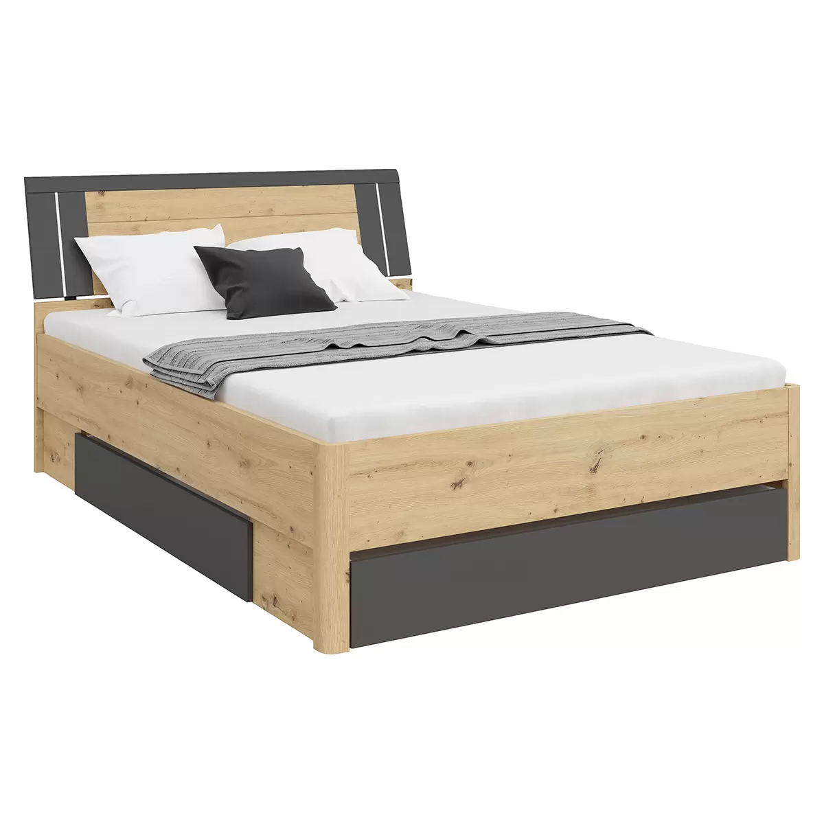 Bett Saturn 140 140 x 200 Artisan Eiche,graphit
