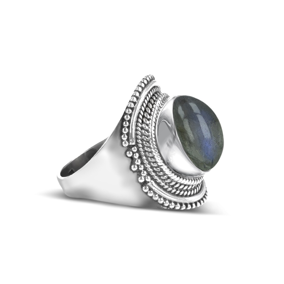 Bague en argent massif 925 avec labradorite - Le choix parfait pour un bijou unique | Aden