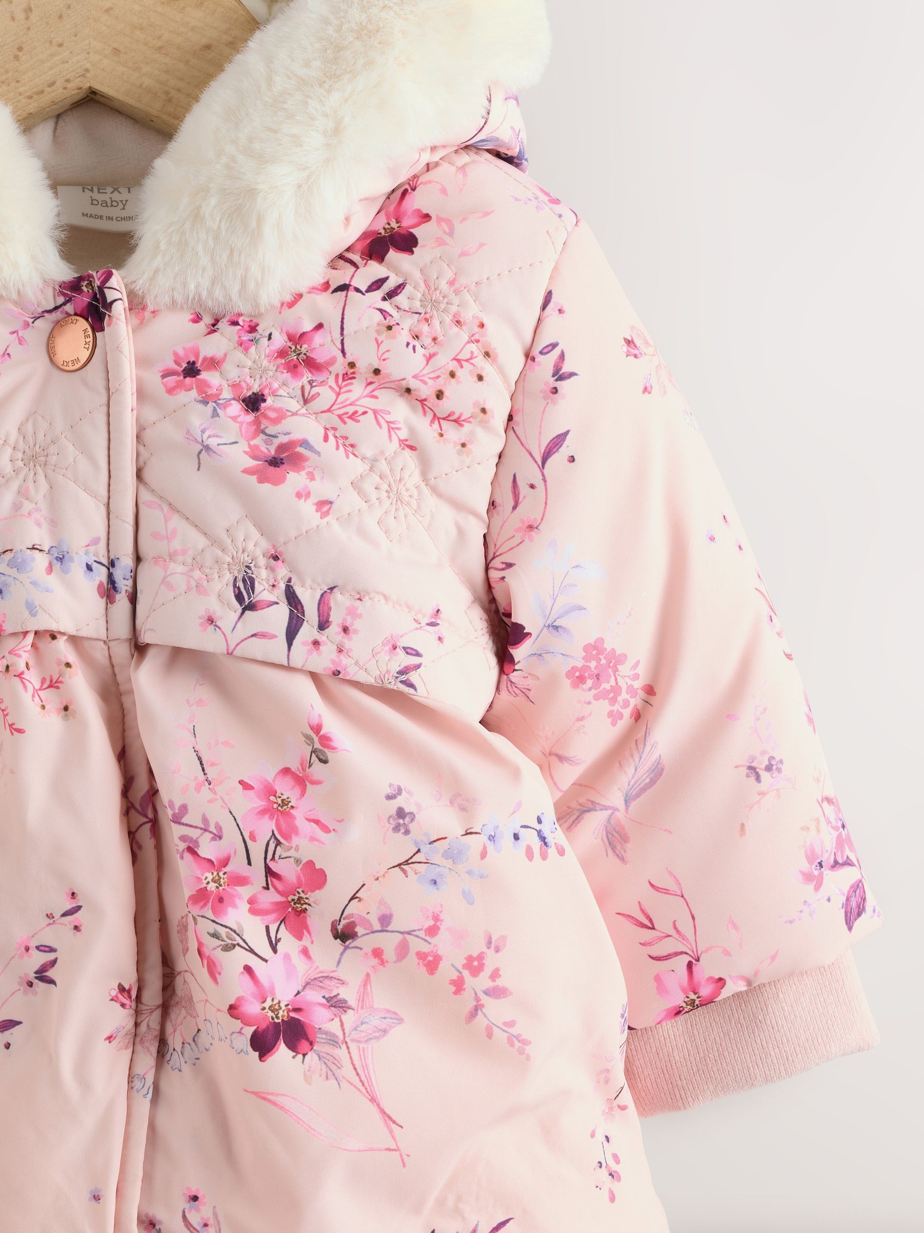 Roze - Gewatteerde babyjas met bloemen (0mnd-2jr)