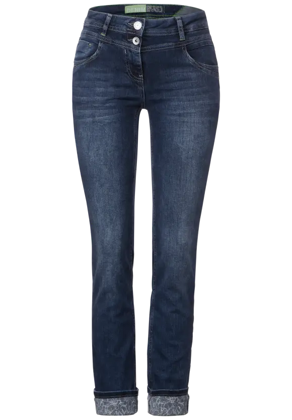 Turn-Up Slim Fit Jeans - Dark blue wash