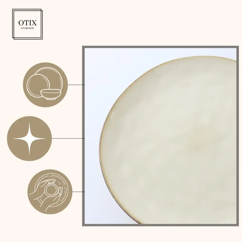 OTIX Ontbijtborden Bordenset 12 Persoons Beige 21cm Keramiek MAPLE