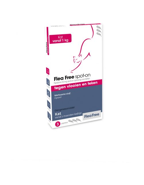 Flea Free Spot-On Kat - Anti vlooien en tekenmiddel - 3 pip Vanaf 1 Kg