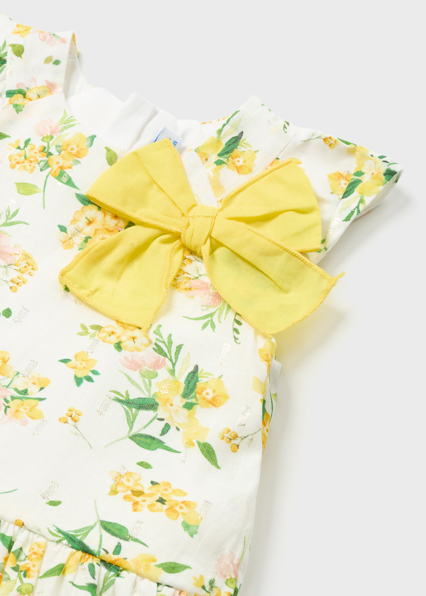 Vestido estampado com laço de algodão para bebê