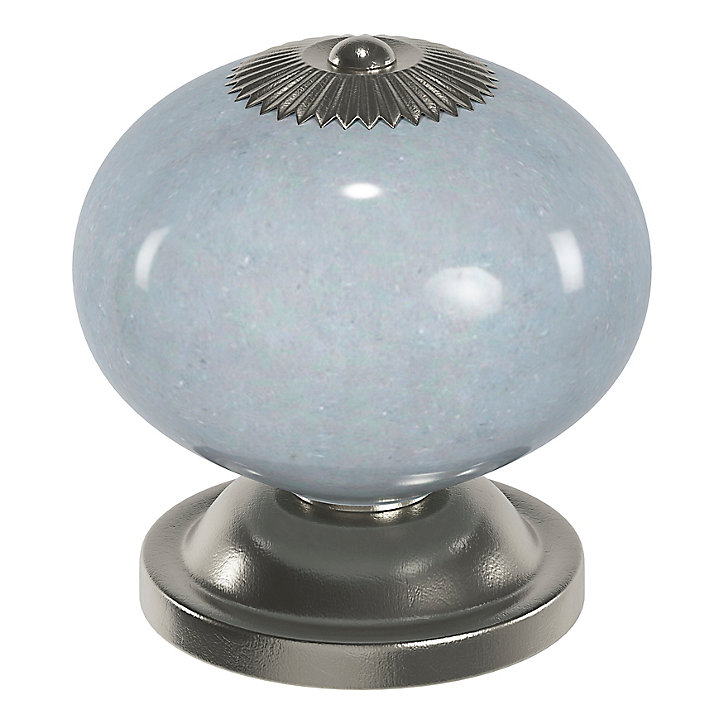 Bouton de meuble arrondi Porcelaine Vras GoodHome gris clair Ø4cm x l.4cm x H.4cm x P.3.9cm